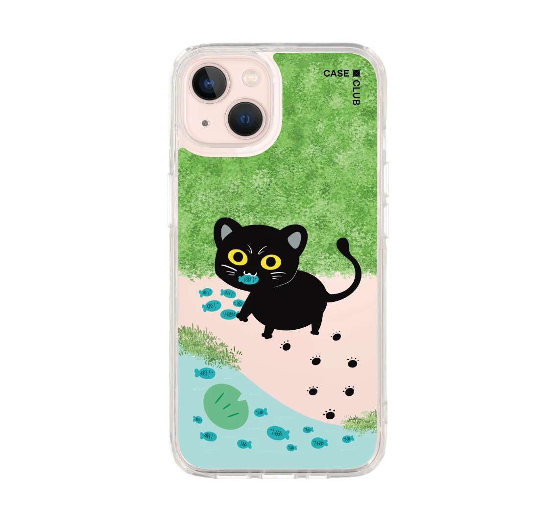 black cat & fish